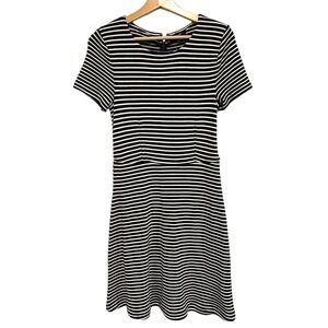 Madewell - Black & White knitted short sleeve dress women's size Medium